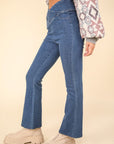 VERY J Washed Denim Stretchy Crossover Waist Leggings