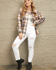 Double Take Plaid Button Front Shirt Jacket with Breast Pockets