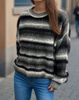 Gradient Round Neck Dropped Shoulder Sweater