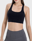 Dark Slate Gray Square Neck Wide Strap Active Tank