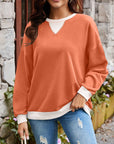 Lovelet Contrast Round Neck Long Sleeve Sweatshirt