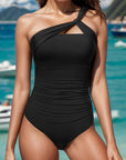 Rosy Brown Cutout One Shoulder One-Piece Swimwear Sentient Beauty Fashions Swimwear