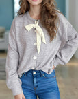 Tied Button Down Long Sleeve Cardigan