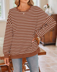 Lovelet Striped Round Neck Long Sleeve Sweatshirt