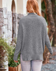 Mock Neck Rib-Knit Sweater