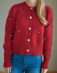 Heart Button Down Long Sleeve Cardigan