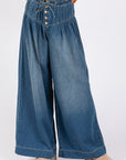 SAGE+FIG Smocked Waist Band Wide Leg Jeans