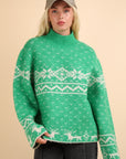 VERY J Christmas Element Mock Neck Long Sleeve Sweater