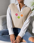 Flower V-Neck Sweater Vest