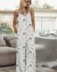 Light Gray Printed Spaghetti Strap Jumpsuit