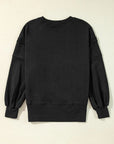 Exposed Seam Round Neck Long Sleeve Sweatshirt