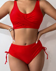 Brown Scoop Neck Wide Strap Bikini Set Sentient Beauty Fashions Swimwear