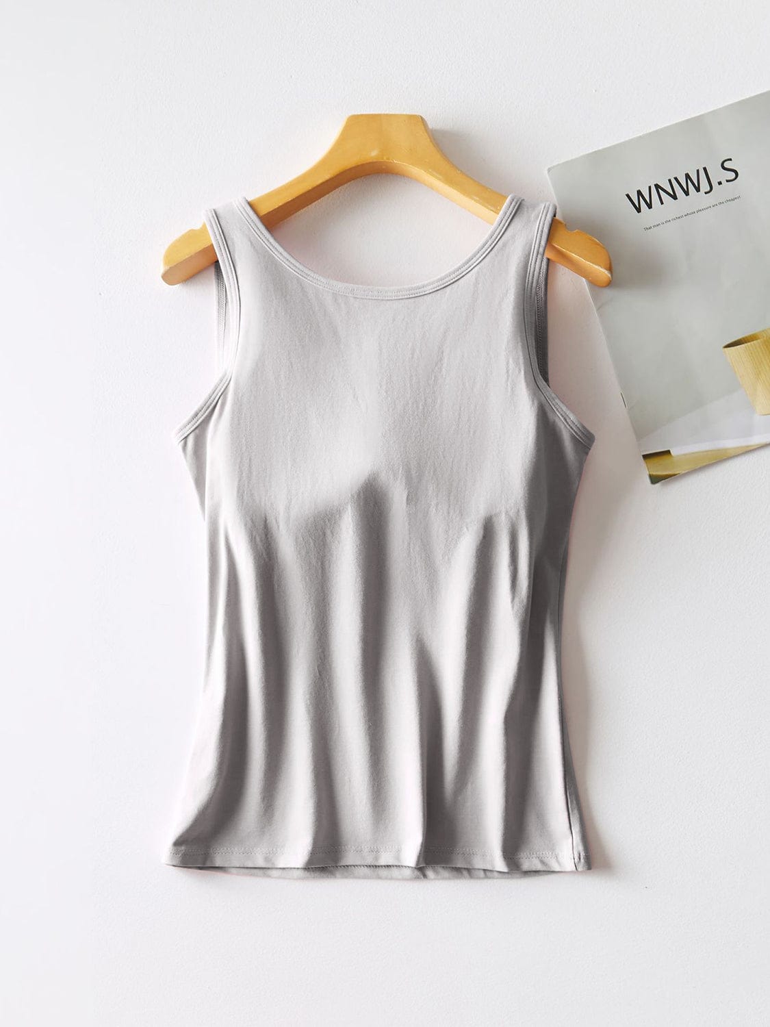 Light Gray Round Neck Tank with Bra