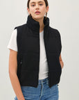 Be Cool Zip Up Turtleneck Puffer Vest with Pockets