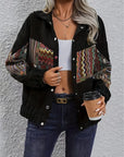 Embroidered Collared Neck Snap Down Jacket