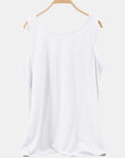 White Smoke Scoop Neck Wide Strap Tank