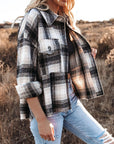 Pocketed Plaid Button Down Long Sleeve Shacket