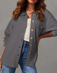 Textured Button Up Long Sleeve Shacket