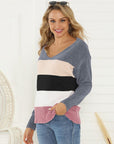 Shiny Color Block Long Sleeve Sweater