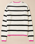 Striped Round Neck Long Sleeve Sweater