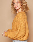 Tan POL Cable Knit Cutout Long Sleeve Sweater