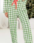 Contrast Piping Plaid Top and Pants Lounge Set