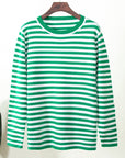 Striped Round Neck Long Sleeve Sweater