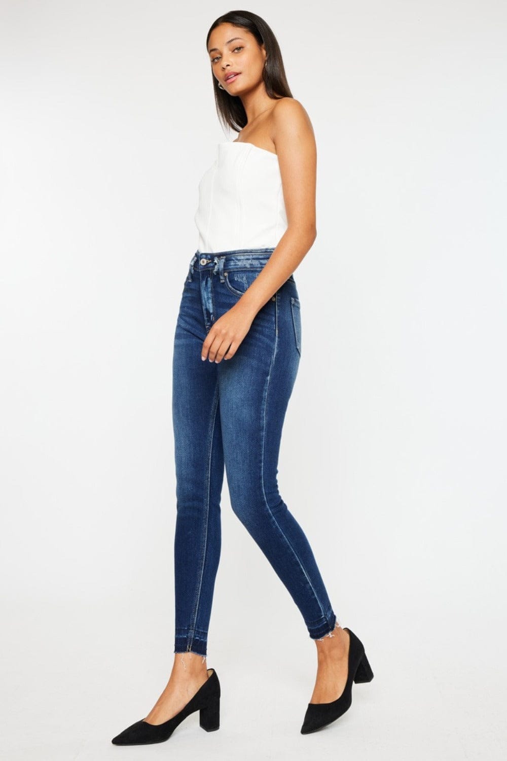 White Smoke Kancan Full Size High Rise Ankle Skinny Jeans