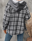 Plaid Long Sleeve Hooded Jacket