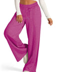 Drawstring Elastic Waist Wide Leg Pants