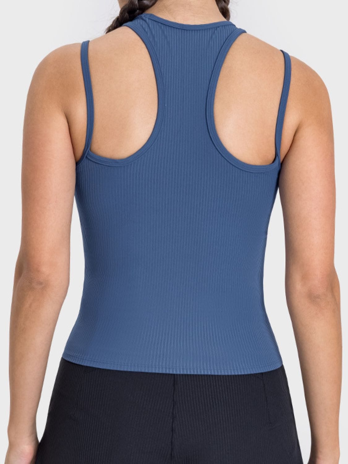 Dark Slate Gray Cutout Round Neck Racerback Active Tank