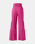 Maroon Tied Ruched Wide Leg Pants