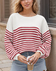 Striped Round Neck Long Sleeve Sweater