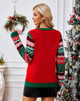 Christmas Element Round Neck Long Sleeve Sweater