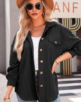 Textured Button Up Long Sleeve Shacket