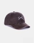 Dark Slate Gray Zenana Bow Embroidered Washed Cotton Caps Sentient Beauty Fashions Apparel & Accessories