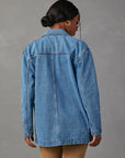 Collared Neck Long Sleeve Denim Jacket