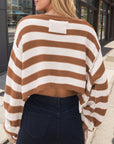 Striped Dropped Shoulder Long Sleeve Sweater