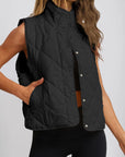 Snap Down Texture Vest Coat with Pockets