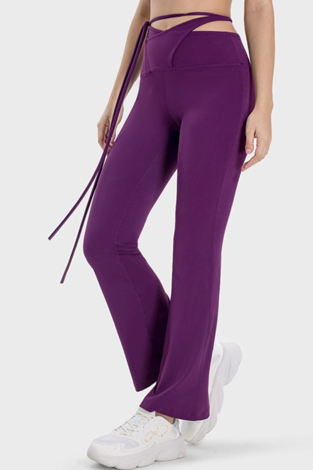 Lavender Tied Mid-Rise Waist Active Pants