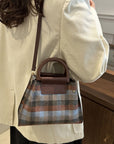 Contrast Plaid Trapezoid Shape Crossbody Bag