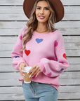 Angel Wings Heart Round Neck Long Sleeve Sweater