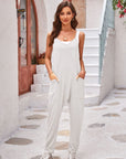 Gray Spaghetti Strap Jumpsuit with Pockets