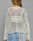 POL Openwork Balloon Sleeve Knit Cover Up