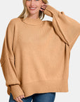 Dark Salmon Zenana Side Sit Oversize Sweater