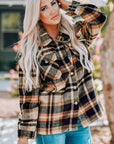 Double Take Plaid Button Front Shirt Jacket with Breast Pockets