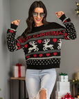 Perfee Christmas Element Round Neck Sweater