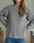 Solid Color Round Neck Long Sleeve Sweater