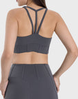 Dark Slate Gray Square Neck Wide Strap Active Tank