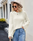 Raglan Sleeve Waffle Knit Sweater